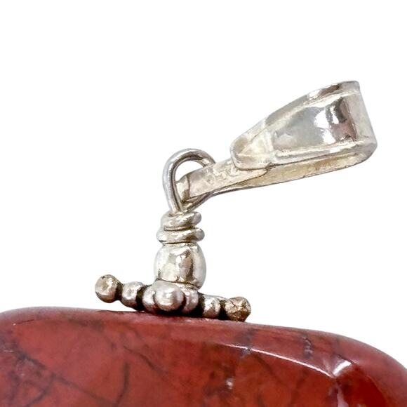 Chunky Red Moss Agate Pendant | Vintage Sterling Silver 925 - Picture 5 of 7